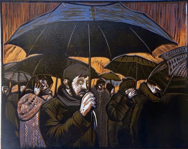 Ольга Охлопкова. Картинки. Цветная линогравюра, 27х38 см, 2018