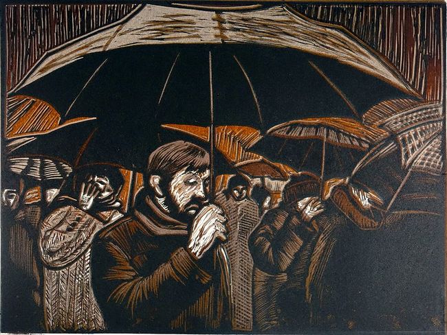 Ольга Охлопкова. Картинки. Цветная линогравюра, 27х38 см, 2018