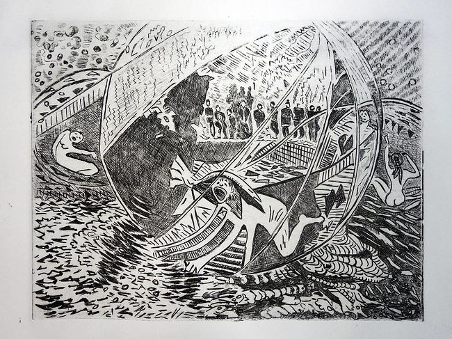 Ольга Охлопкова. Картинки. Шарики. гравюра на пластике, 28 х 38 см, 2018
