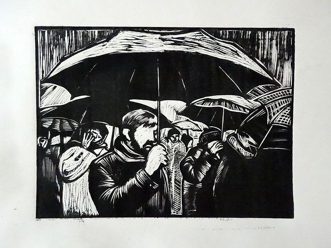 Ольга Охлопкова. Картинки. Линогравюра, 27х38 см, напечатано на офортном станке, 2019