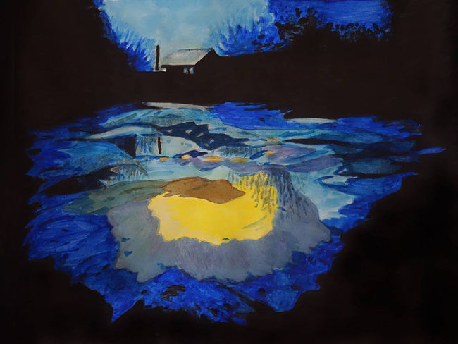 Ольга Охлопкова. Картинки. Лужа. б., тушь + акварель, 30х40 см, 2018